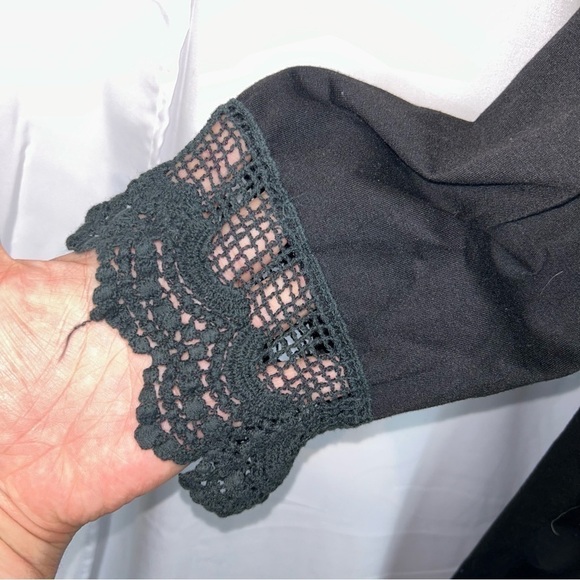 Hipster Row Cardigan Lace Crochet Trim Full Length 3/4 Sleeve Flowy Duster Top - Picture 7 of 9